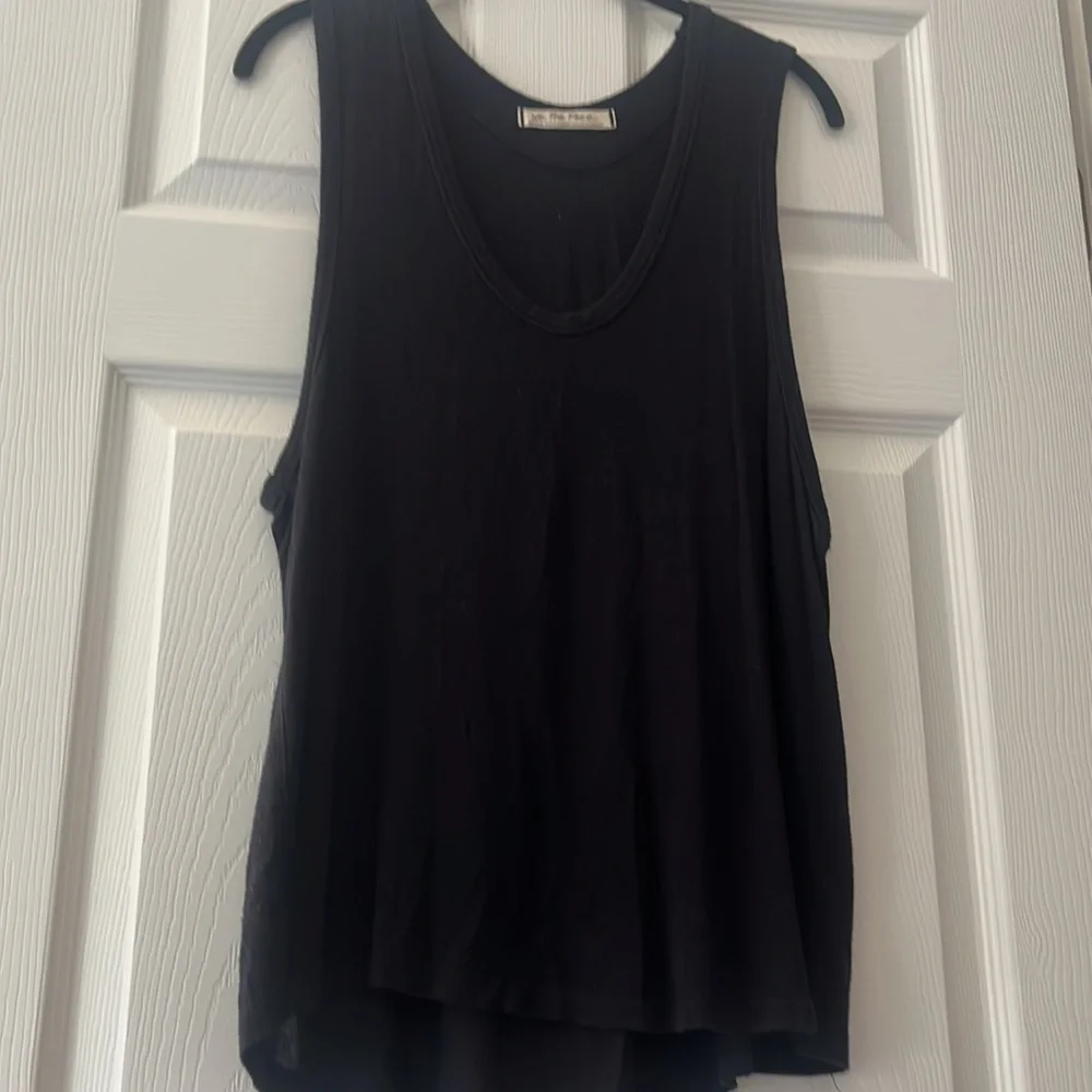 Free People Exposed Sides Soft Black Slouchy Tank Top